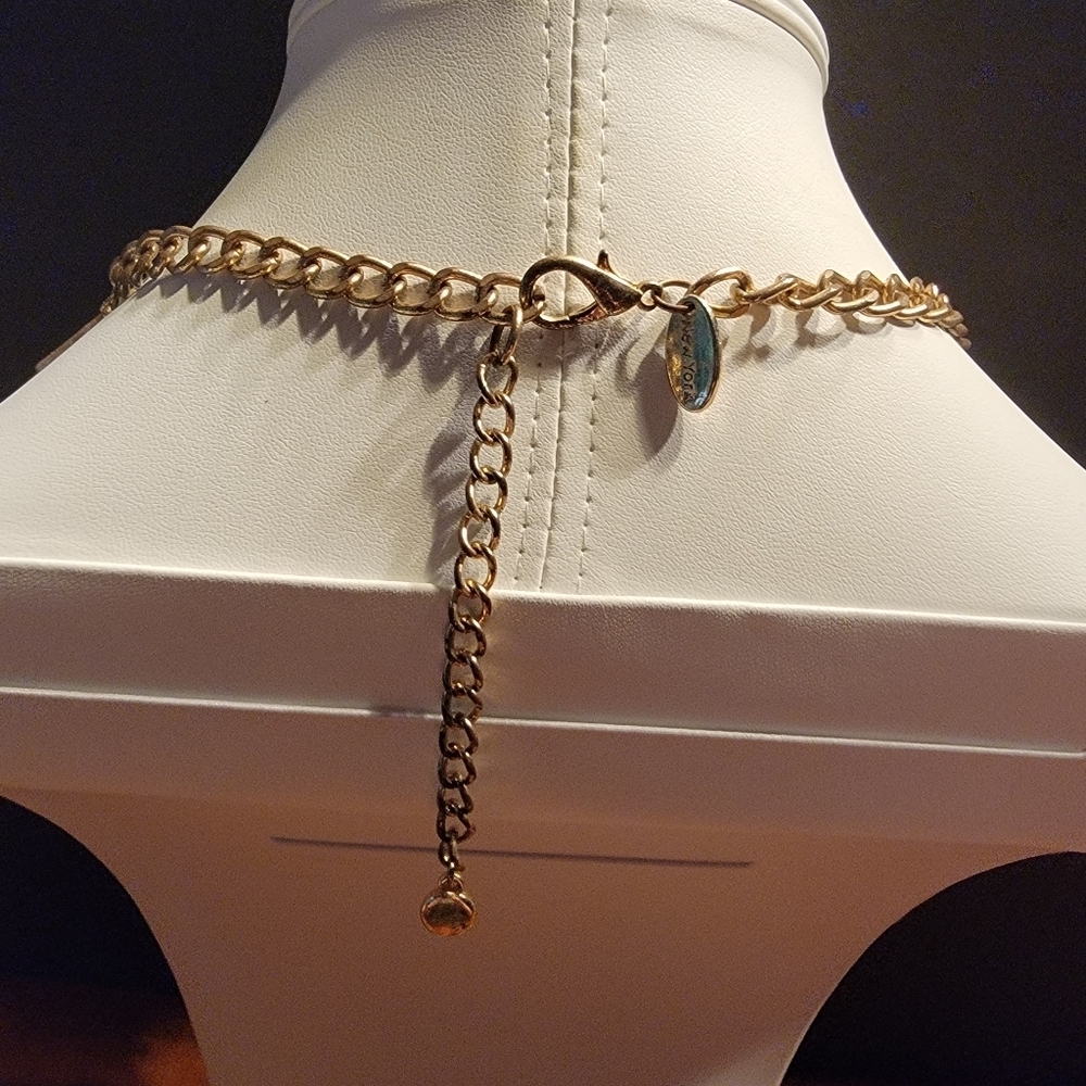 Cara 4 Strand Goldtone and Faux Pearl Faux Stone Beaded Necklace - Picture 4 of 4
